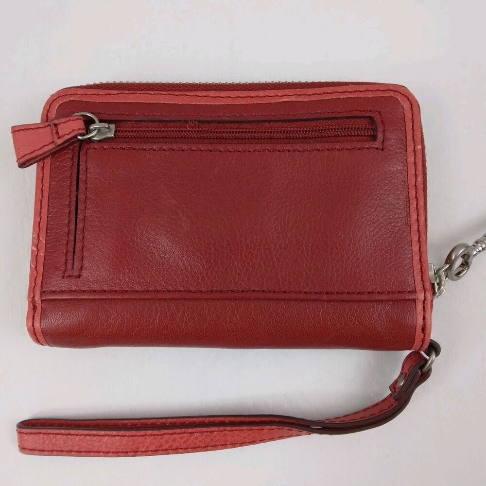 Fossil Red Leather Coin Purse Wallet Swan Detail Cow Hide Leather - Picture 5 of 12